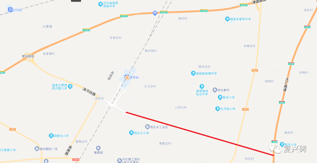 k1快速路是雄安境内最早的一条快速通道,在雄安站通过k1快速路转荣乌