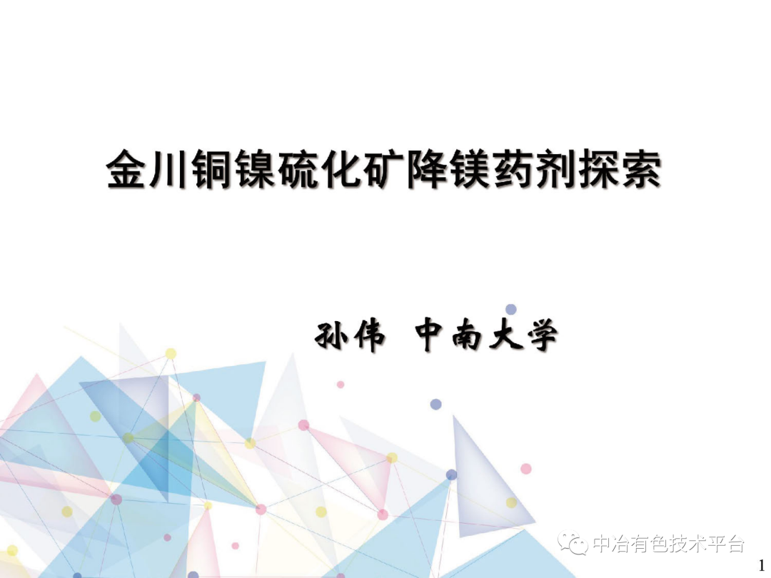 課堂 | 孫偉：金川銅鎳硫化礦降鎂藥劑探索的圖1