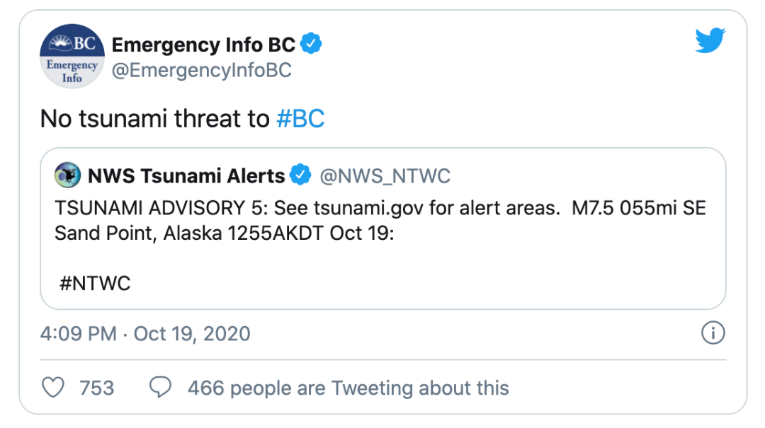 就在下午 阿拉斯加海岸发生7 5级大地震 大华网