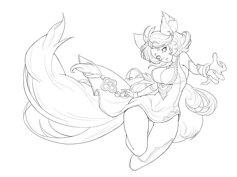 王者荣耀妲己卡通版简笔画绘画教程一步步教学