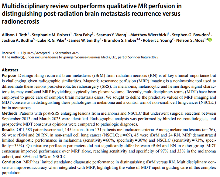 病理切片快递怎么包装【文献快递】多学科评估在区分放射治疗后脑转移瘤复发与放射性坏死方面优于定性磁共振灌注成像技术_https://www.jmylbn.com_新闻资讯_第1张