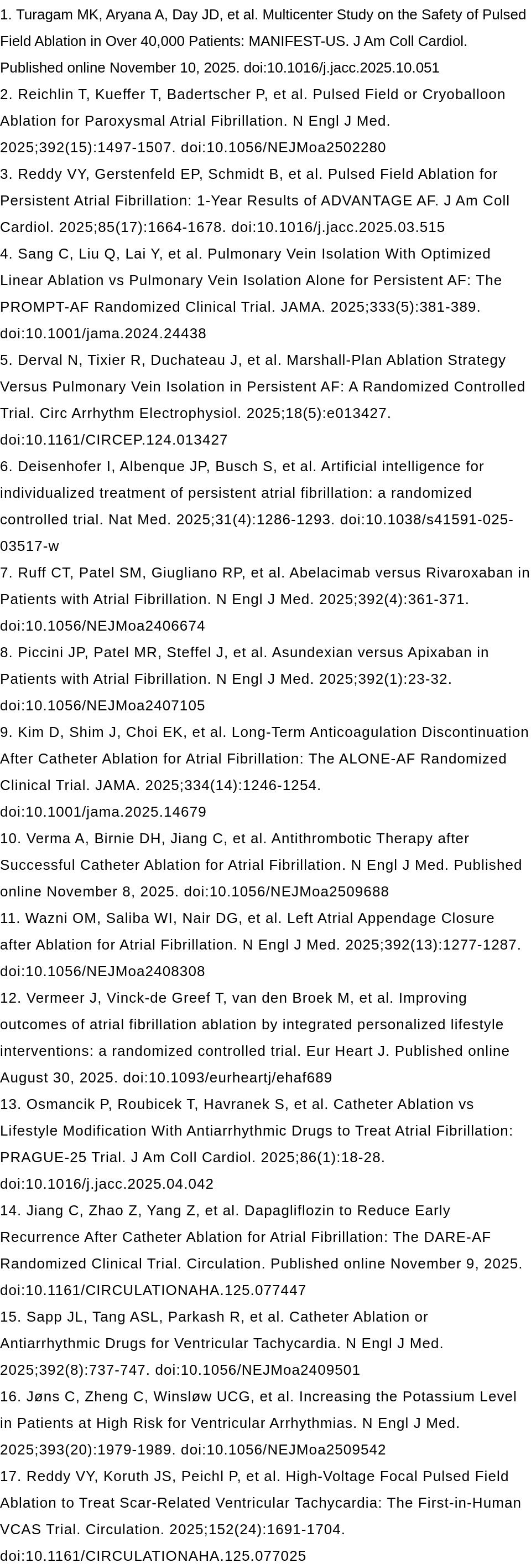 2025年心律失常领域临床研究新进展