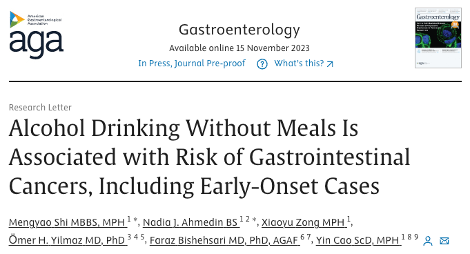 只喝酒不吃饭，胃肠道癌症风险增加！