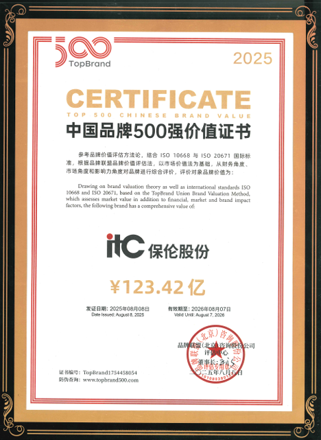 itc入选中国品牌500强，与众多国民知名品牌共同站上荣誉殿堂！