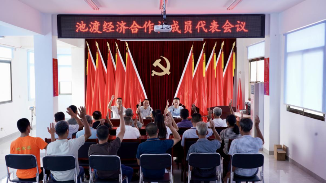 池渡村召开经济合作社成员代表会议。