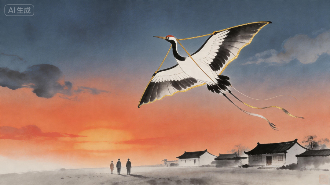jimeng-2026-04-15-9169-中国风水墨插画，横版16_9，宋代词人侯蒙《临江仙》意境。画面视觉主体是一只巨大....png