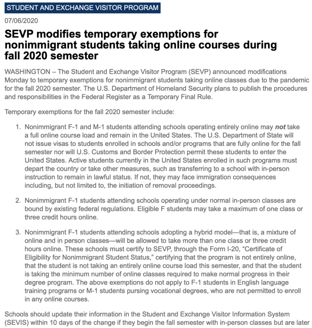 哈佛和mit把ice和dhs给告了 年秋季若选了100 网课f1学生将不得待在美国 美卡指南 微信公众号文章阅读