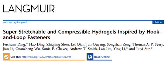 《Langmuir》福師大丁富傳、康涅狄格大學孫陸逸：受鉤-環緊固件啟發的超級可拉伸和可壓縮水凝膠的圖1