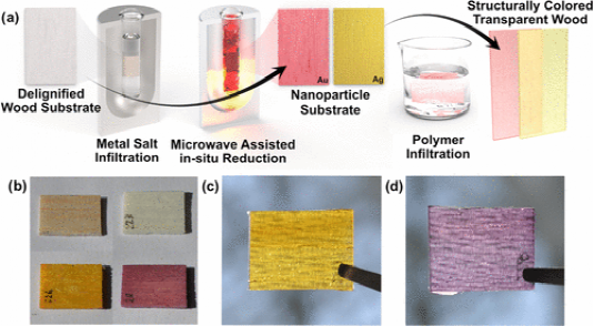 《Chem. Mater.》透明木材纳米复合材料的便捷加工，具有结构颜色的等离子纳米颗粒的图2