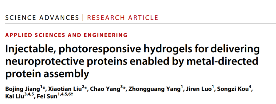 《Science Adv.》可注射光敏水凝胶，金属组装递送神经保护蛋白的图2
