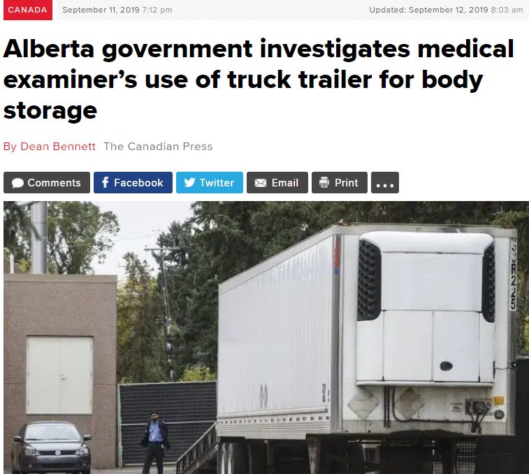 踢爆！加拿大某停尸间爆满后，尸体被塞进冷藏货柜车…（组图） - 1