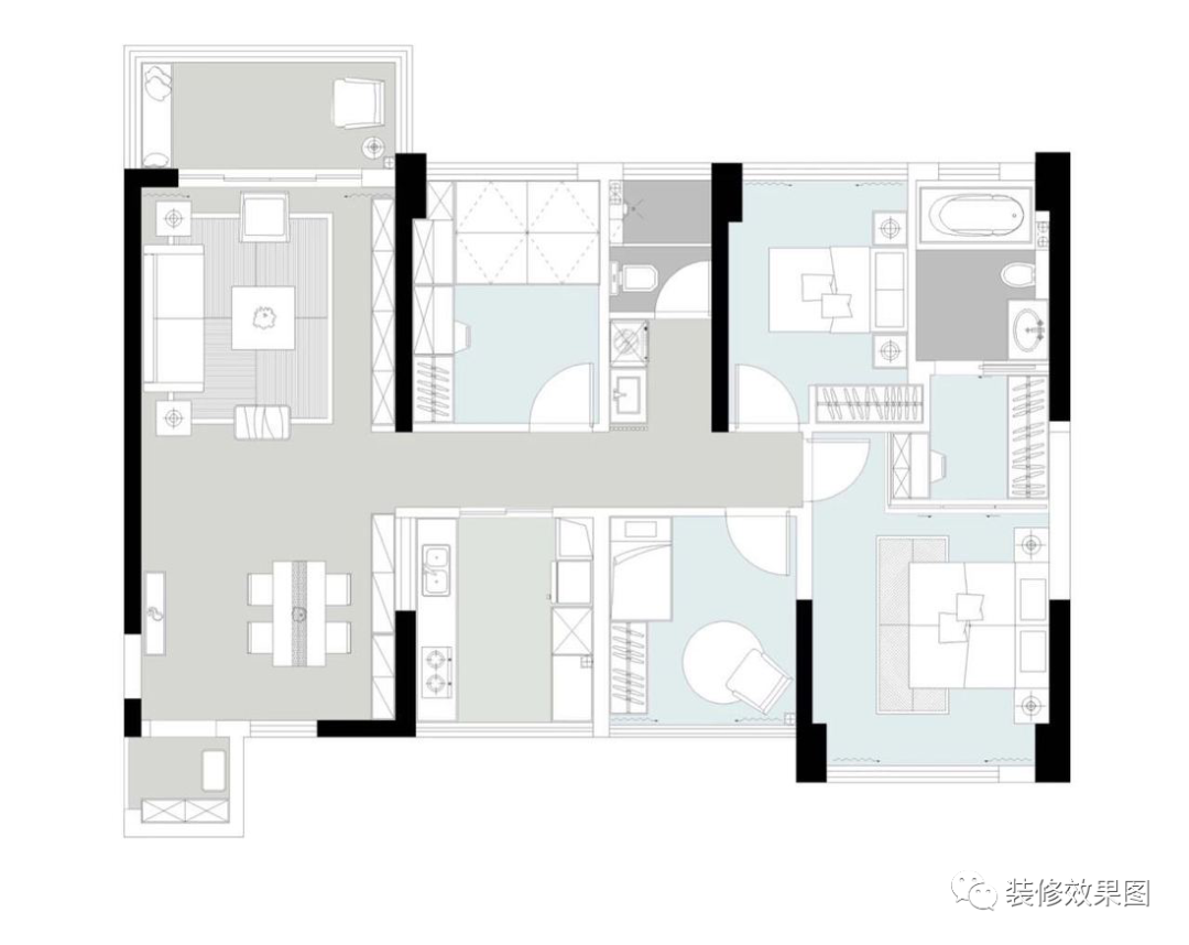 130㎡現代主義4室2廳，遠離喧囂融入質感生活 家居 第3張