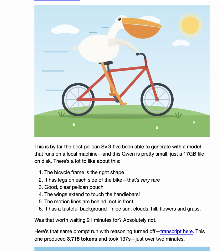 The pelican SVG and the line 'Was that worth waiting 21 minutes for? Absolutely not.'