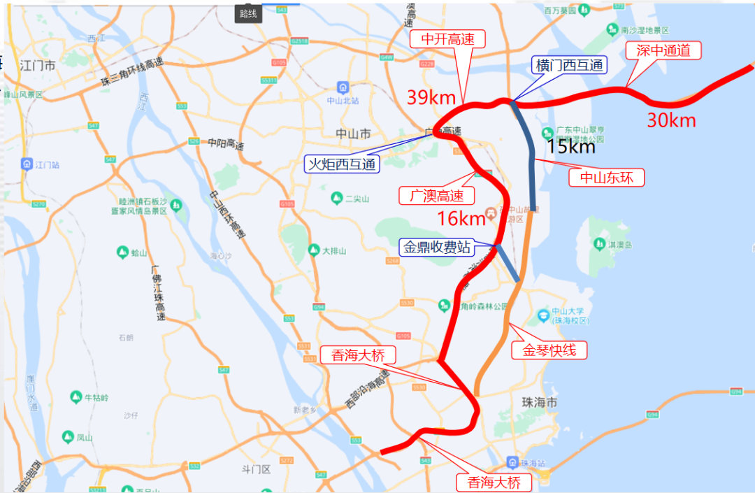 珠海洪鹤大桥详细路线图片