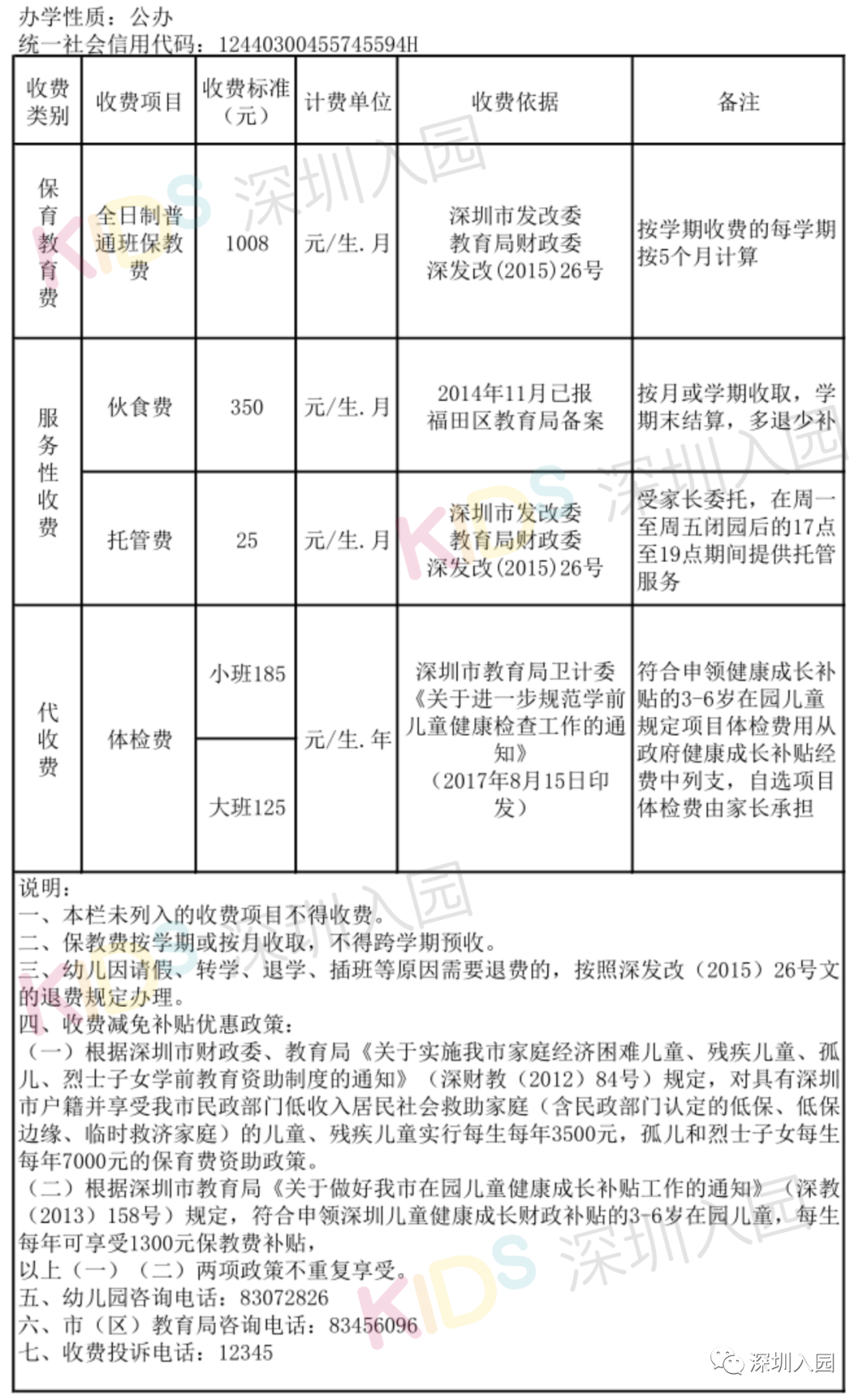 每月都要交！2020深圳幼儿园学费信息一览！算算你家交多少～相关资料 4