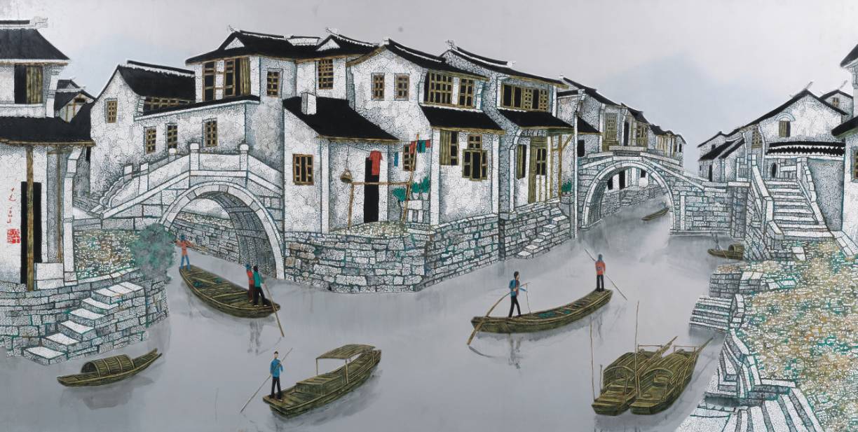 "江南水乡是乔十光最为喜爱的题材之一,这一题材体现了他独特的感受力