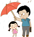 父亲节可爱小女孩打小红伞小图标微信公众号标题模板