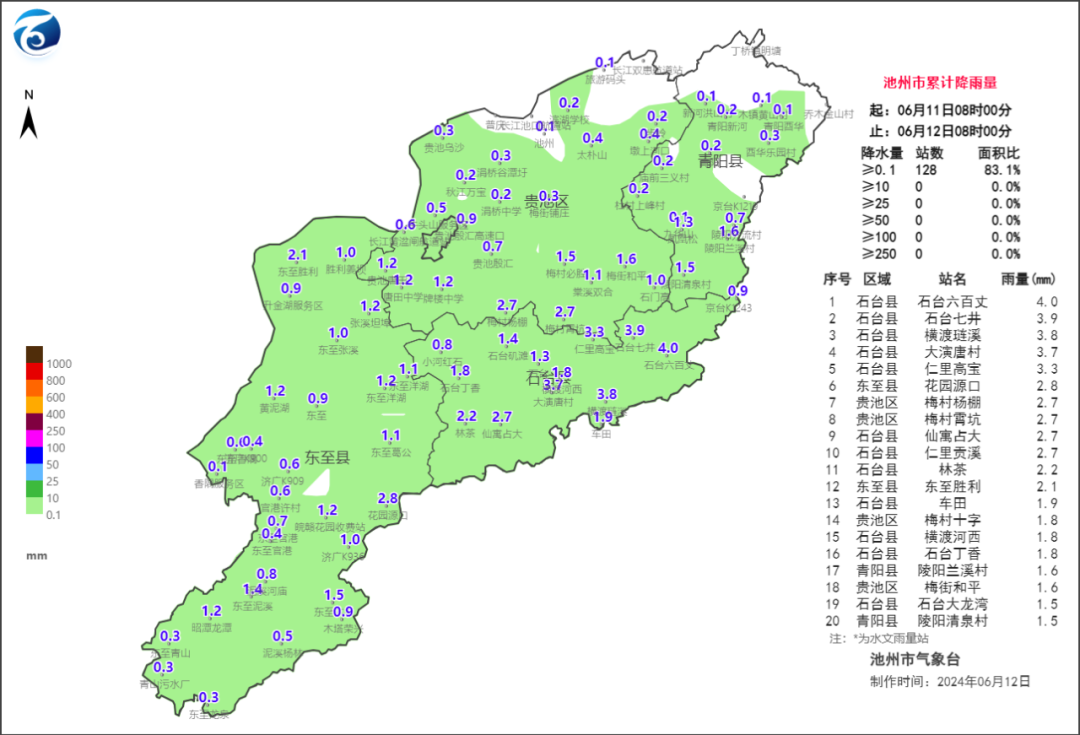 2024年06月12日 池州天气