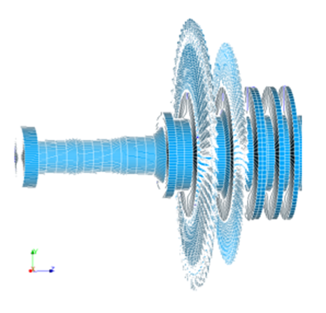 【CAE案例】涡轮发电机主轴扭转与叶片弯曲耦合振动分析的图3