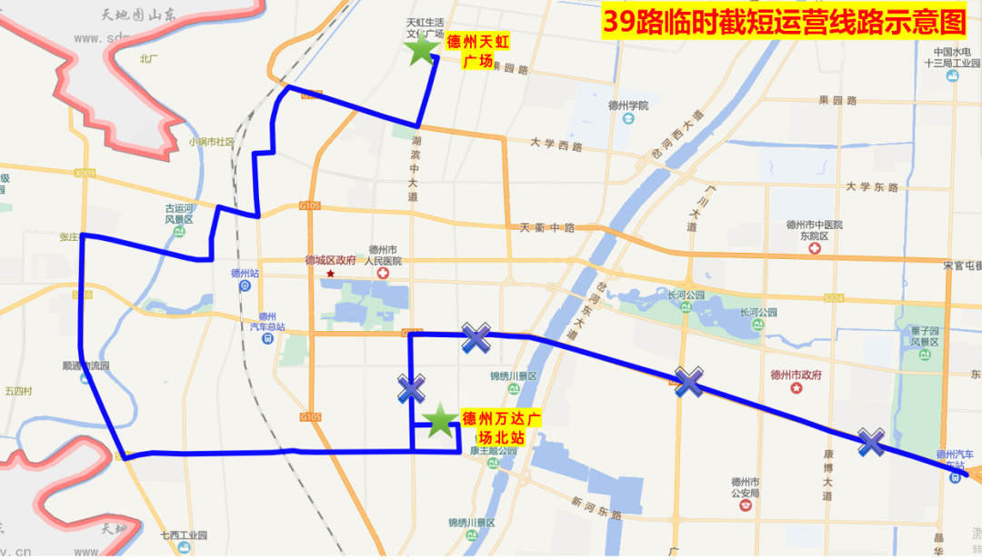 德州五路公交车路线图图片