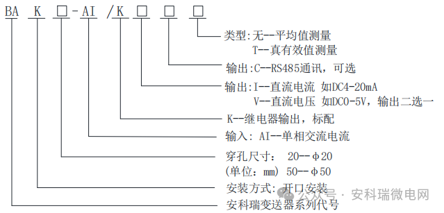 安科瑞開口式BA系列交流電流傳感器