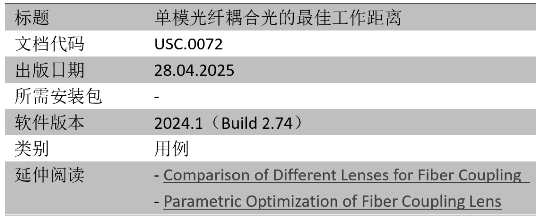 VirtualLab Fusion應(yīng)用：將光耦合入單模光纖的最佳工作距離的圖13