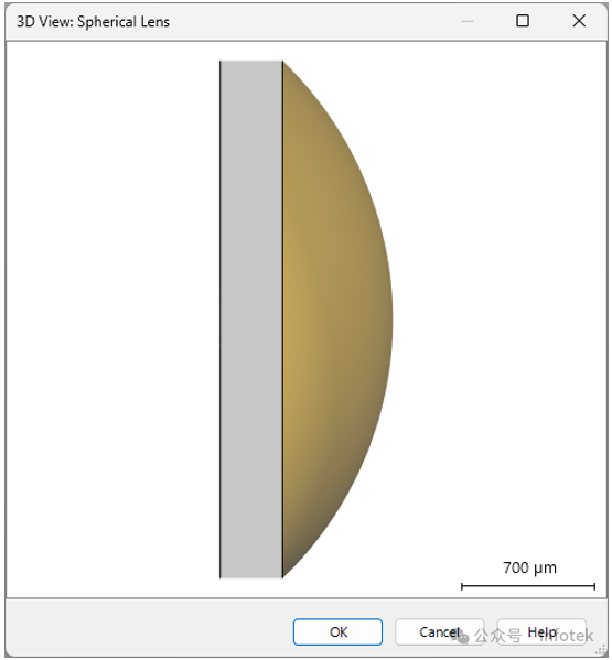 VirtualLab Fusion应用：球面透镜元件的图1