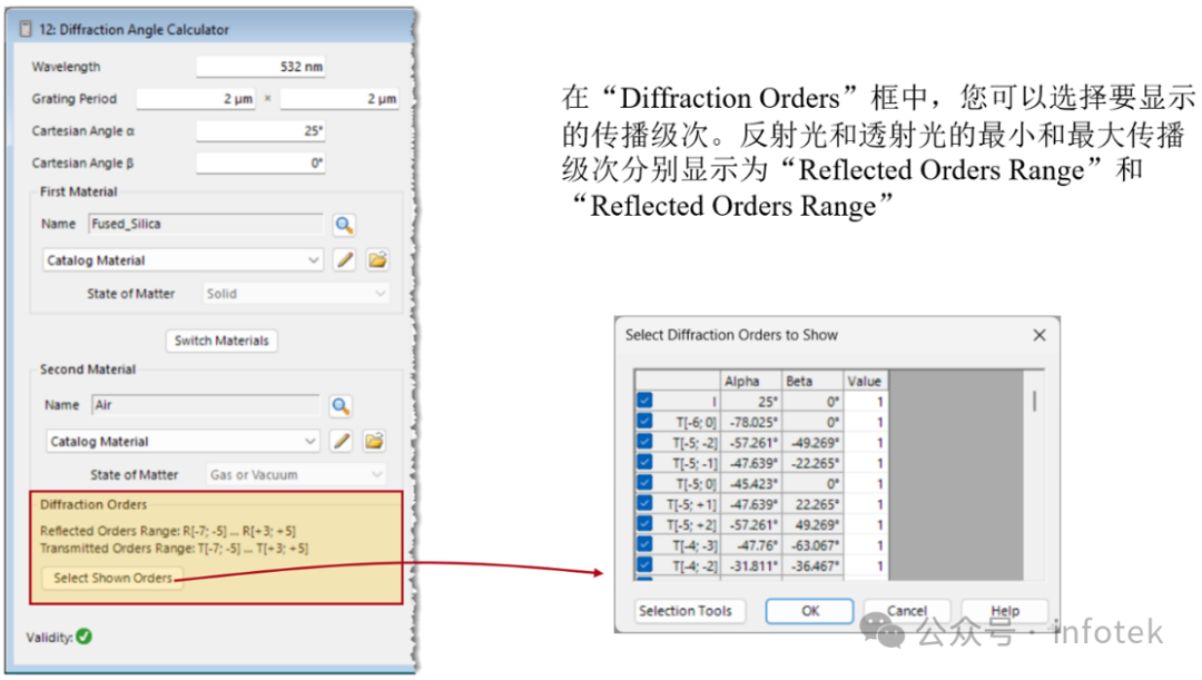 VirtualLab Fusion应用：衍射角计算器的图4