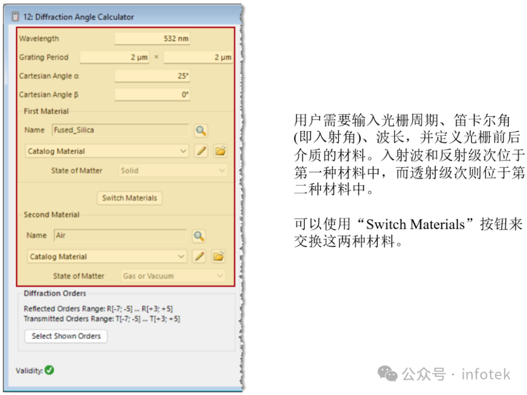 VirtualLab Fusion应用：衍射角计算器的图3