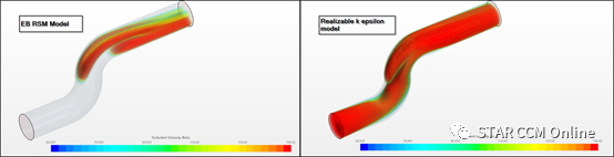 STAR-CCM+模型实例：模拟简单弯管流动 ----不同湍流模型的对比的图12