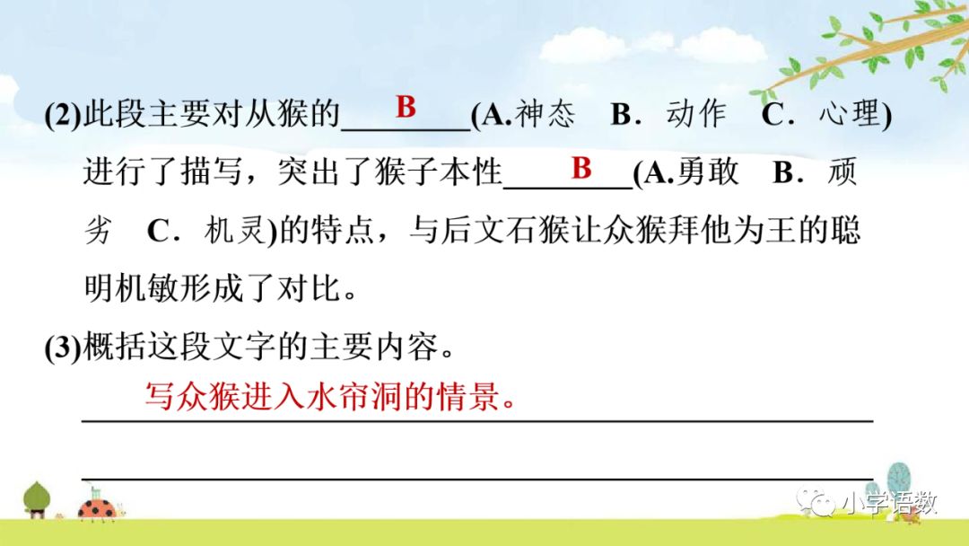 《猴王出世》课文生字组词等知识点归类解读练习