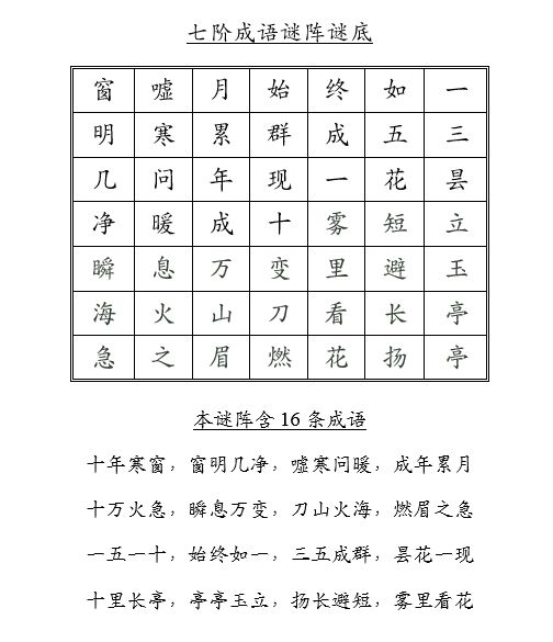 18 10 成语谜阵谜底 成语谜阵 微信公众号文章阅读 Wemp