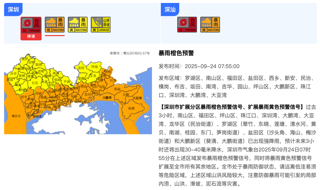 深圳已录得最大阵风15级