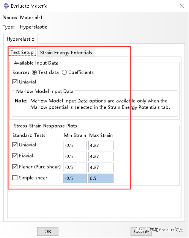 Abaqus中定义橡胶超弹性材料的图2