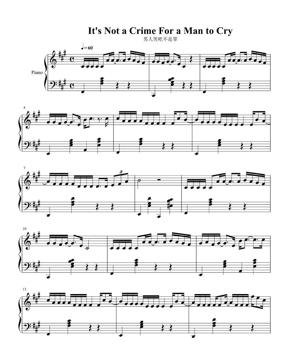 男人哭吧哭吧不是罪钢琴谱,刘德华男人哭吧哭吧不是罪钢琴谱,男人哭吧哭吧不是罪钢琴谱下载,免费钢琴谱