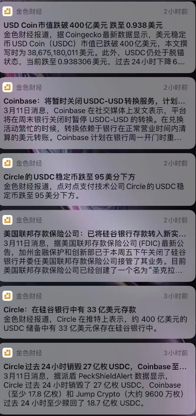 硅谷银行破产USDC稳定币暴雷延续中