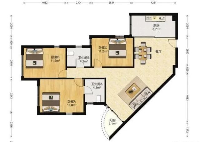 天河北总价880万 | 名雅苑，134平，过五年*、产权清晰、无贷款！