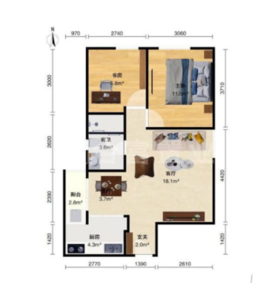 天河北二手房出售，金田花苑，77平，总价467万！