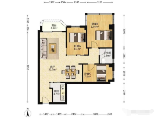 天河北二手房，金达苑，83方，总价488万！