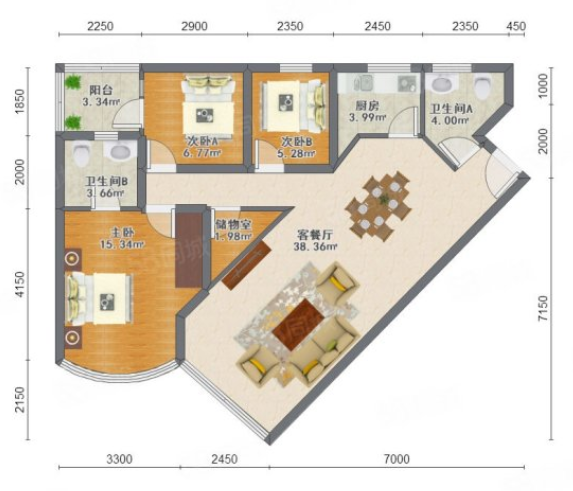 天河北总价1130万 | 帝景苑，124平四房， 舒适南向，业主急售！
