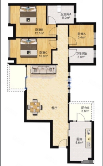 广州天河北二手房，嘉宝华庭，120方，总价900万！