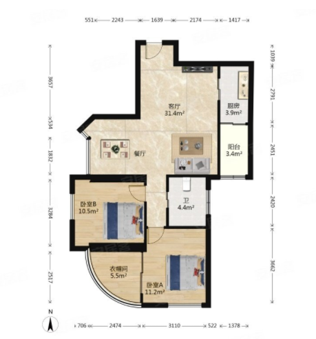 天河北二手房出售，东方之珠花园，98平，总价688万！