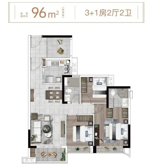 天河低密小户型 城投珠江天河壹品全新加推70-142㎡2+1*5+1房