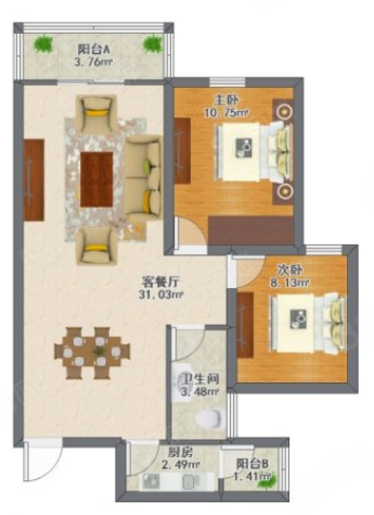 天河北总价850万 | 金碧翡翠华庭，85平大两房房，产权清晰、诚心出售！