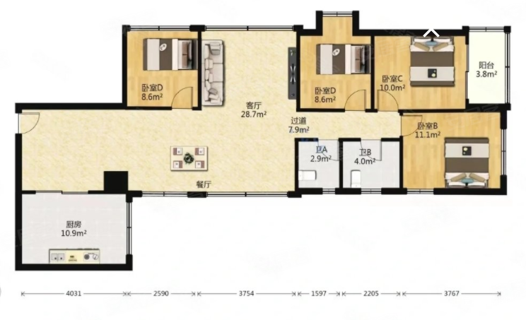 广州天河北二手房出售，穗园小区，142平，总价1100万！