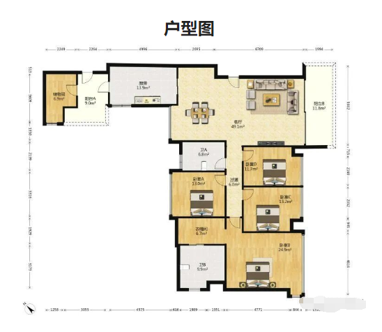 广州天河北二手房，峻林，229.47平方，南向4+1房，出售3590万，出租35000元！