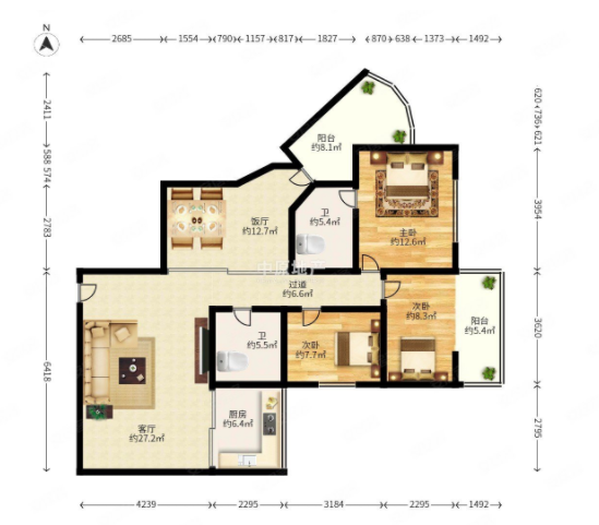 天河北金穗大厦，136平方，东向4房2卫，仅售660万，单价才4.85万，低于楼梯房的单价！