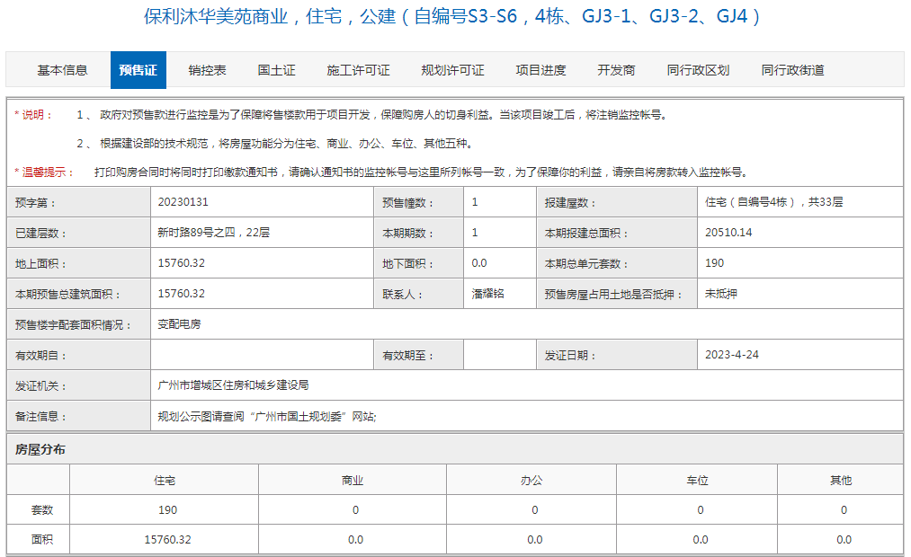 增城保利水木芳华获批新预售证，190套房源入市！