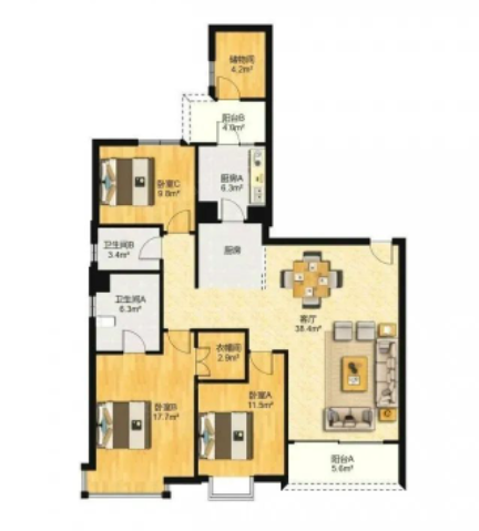 天河北二手房【瑞安创逸】161平，总价1660万！