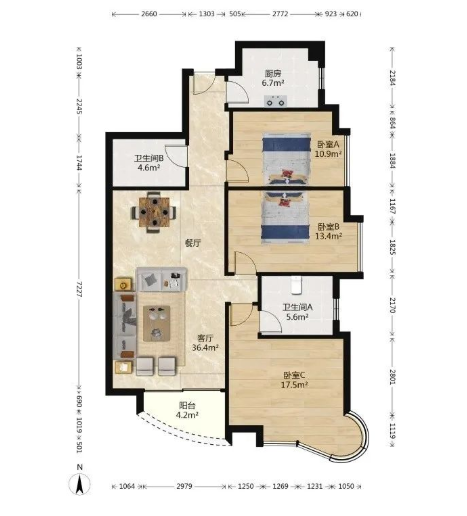 天河北总价1430万 | 芳草园，126平，东南向大三房、无抵押、诚心出售！